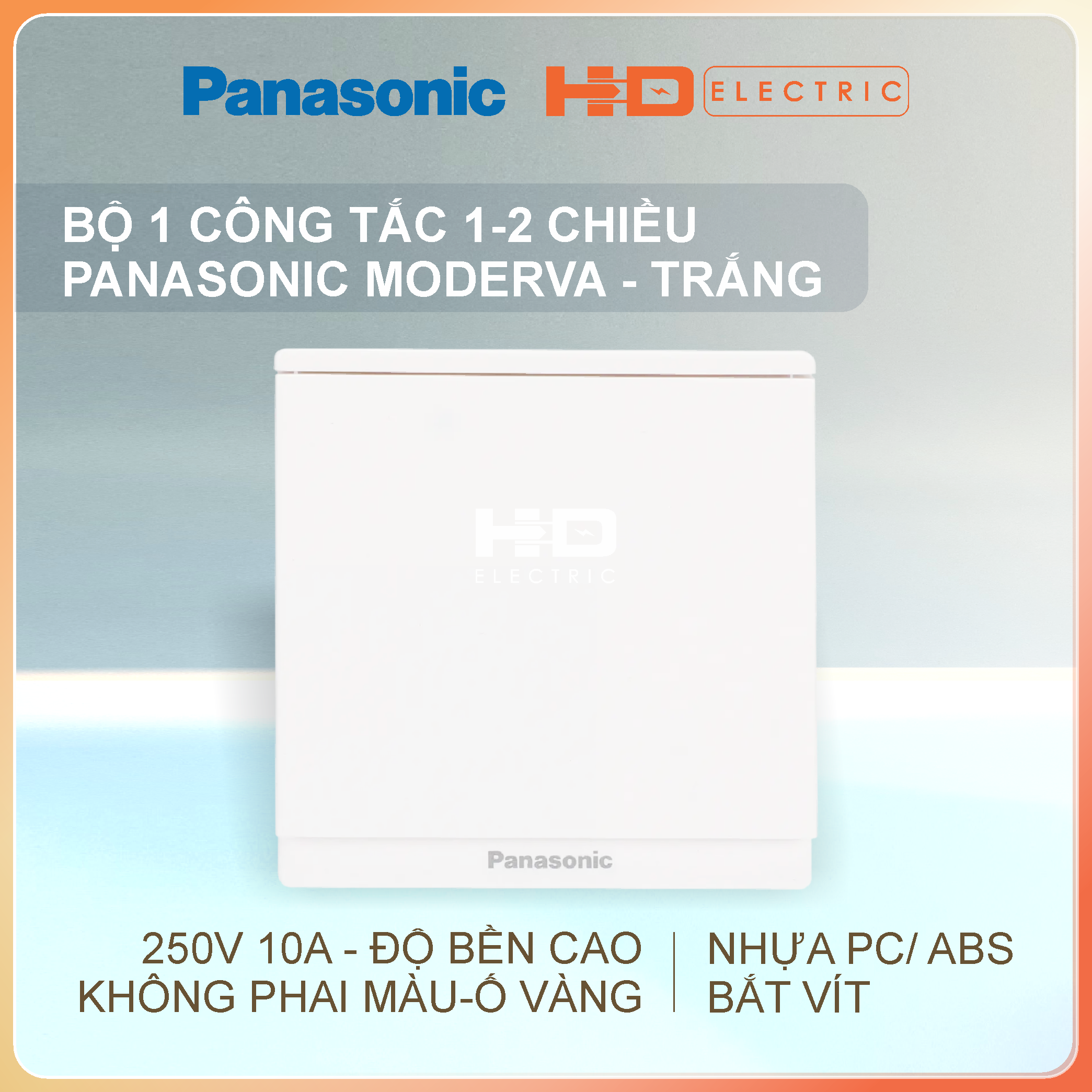 Bộ 1 công tắc 1 chiều Panasonic Moderva WMF501-VN - Màu Trắng, Bắt vít